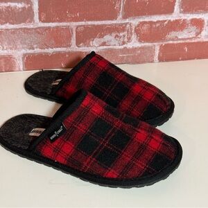Minnetonka Franklin Red/Black Plaid Slippers Mens Size 9